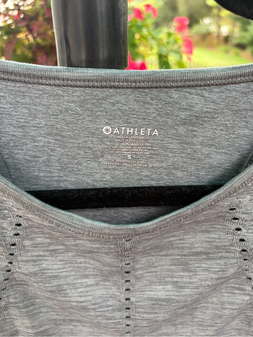 Athleta Gray Sleeveless Performance Tank with Eyelet Detail